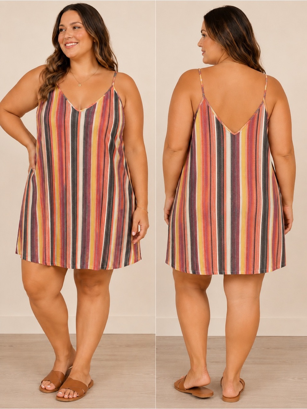 SHEIN Striped Sleeveless Mini Slip Dress Size Large